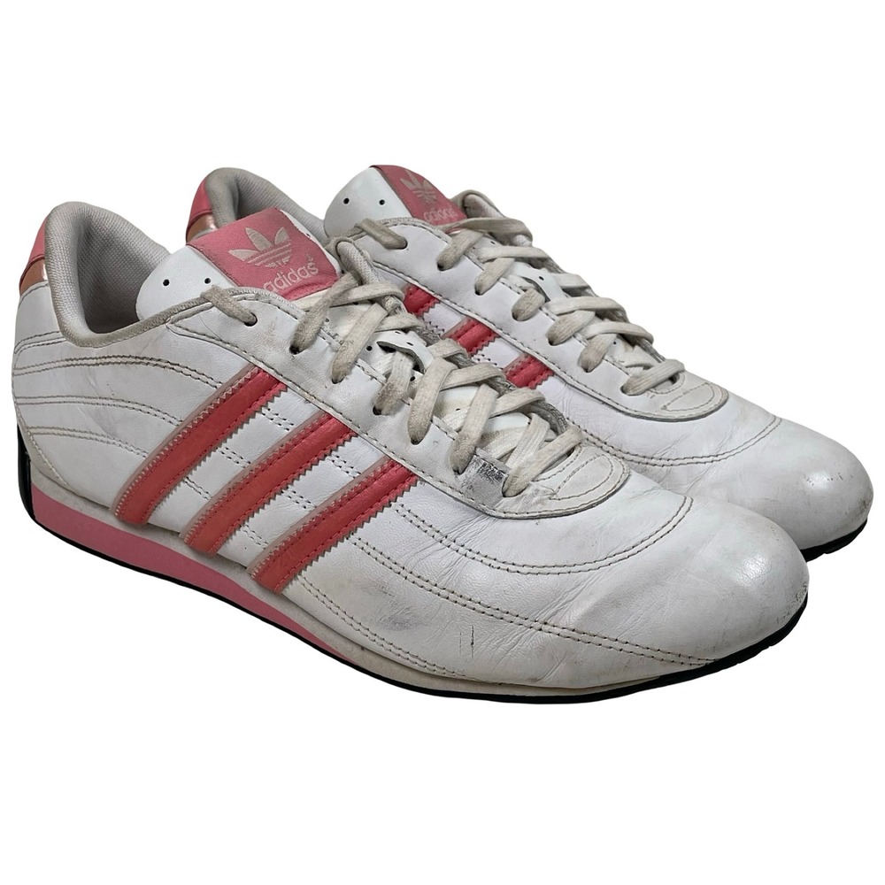 Adidas Goodyear Driver Sneakers Womens 9.5 White Pink Leather Racing Shoes Y2K